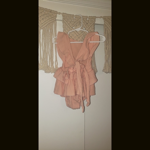 Peach baby girl cotton romper - Picture 6 of 6